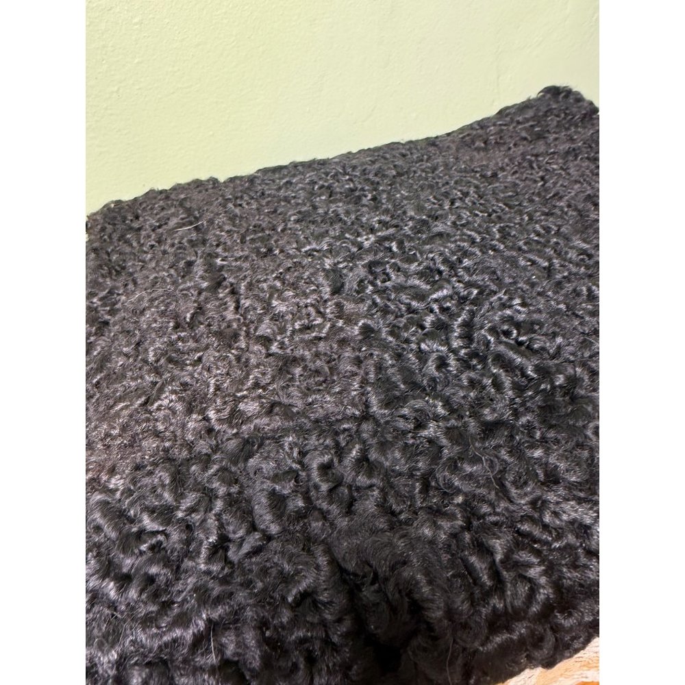 Antique 1920's Curly Black Wool Hand Muff Purse Clutch - Picture 8 of 14